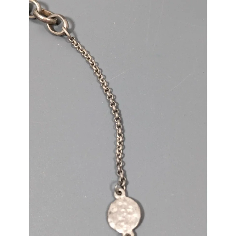 Madewell Silver Tone Hammered Circle Chain Necklace Distressed Industrial 18 in - Picture 6 of 9